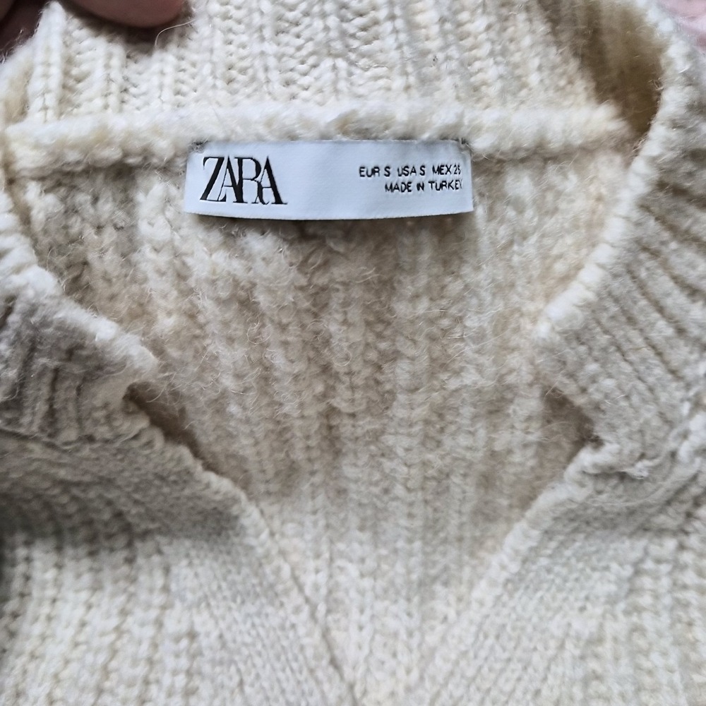 ZARA Womens Chunky Knit Sweater Sz Small Button Down Oversized - Picture 6 of 11